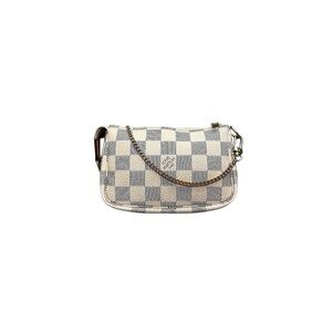 Louis Vuitton Checkered Clutch in Cream and Gray